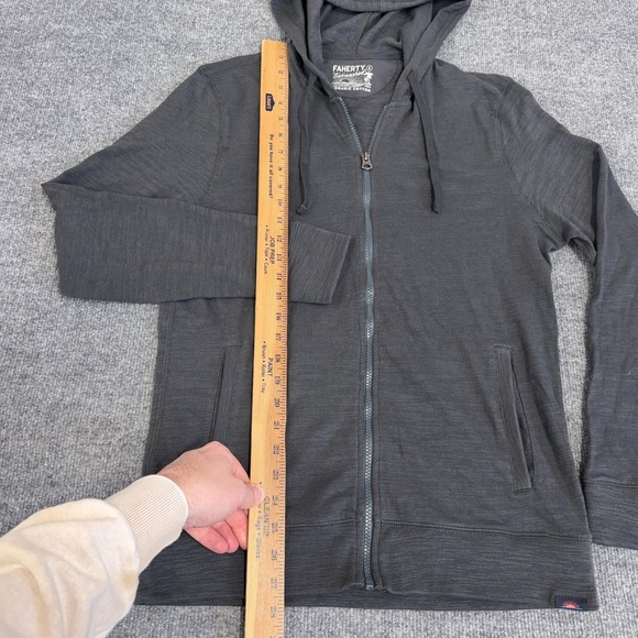 Faherty Hoodie Men Small Charcoal Gray Full Zip Sunwashed Organic Cotton NEW - Picture 5 of 8